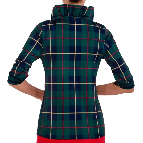 Gretchen Scott Ruffneck Top - Plaidly Cooper - Picture 3 of 10